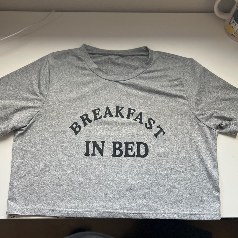 Gray 'Breakfast in Bed' Sleep Tee